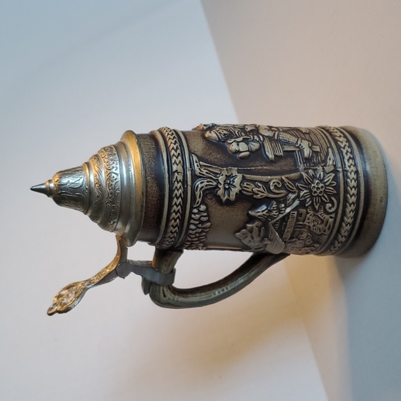 Vintage West Germany Stoneware Gerzit Pewter Lidded Stein - Picture 5 of 14